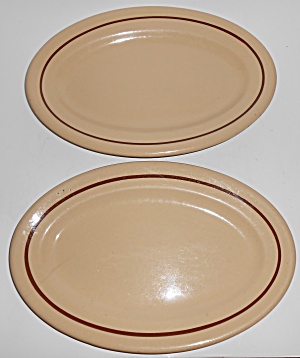 Tepco Restaurant China Pair Brown Band Platters