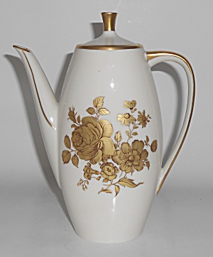 Gloria Porcelain China Gold Rose Demitasse Coffeepot We