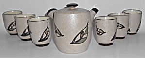 Mid-century Japan Ceramic 7-pc Side Pour Tea Set