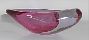 Murano Art Glass Somerso Fushia/clear Art Bowl