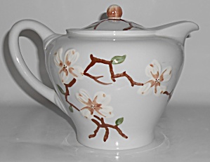 California Ceramics Orchard Ware White Dogwood Teapot