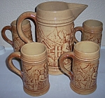 HULL POTTERY EARLY UTILITY ALPS 5-PC BEER SET!