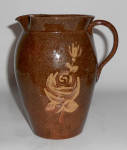 Old Time Pottery Wheel Thrown Dutch Decorated Pitcher