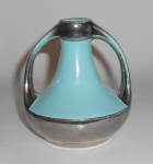 Tudor Art Pottery Blue 2-Handle Art Deco Vase W/Plat