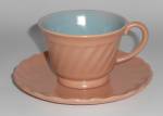 Franciscan Pottery Wishmaker Coral/Blue Cup & Saucer 