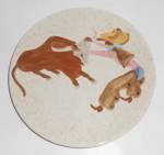 VINTAGE Red Wing Pottery Round Up Bread Plate  - Cowboy
