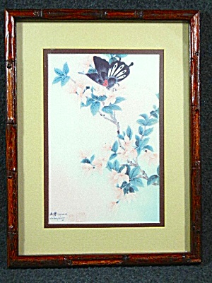 Lithograph Black Red Butterfly By Johnny Lung