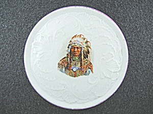 Porcelain American Indian Chief Transfer Ware Trivet