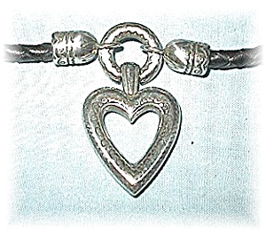 Leather & Silvertone Brighton Heart Necklace And Beads