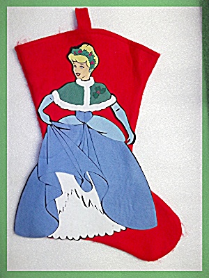 Christmas Stocking Princess Red Grey Felt Hand Made