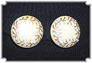 Bakelite & Rhinestone Clip Earrings