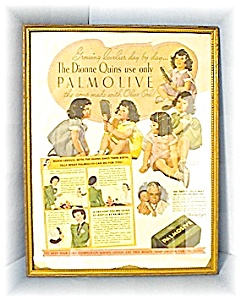 1937 Framed Magazine Soap Ad Dion Quins