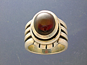 Sterling Silver 2 + Cts Dark Red Garnet. Designer Ring