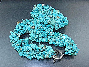 Turquoise Chip Silver Toggle Clasp Artist Necklace