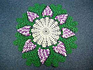 Vintage Classic Grape Pattern Crocheted Doily