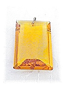 Vintage Faeted Oblong Amber Glass Pendant