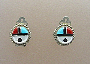 Sterling Silver Mother Pearl Coral Onyx Turquoise Clip