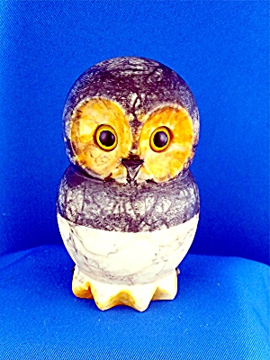 Hand Carved Alabaster Owl Made In Italy 4 Inches Tall