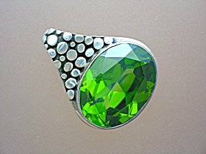 Sterling Silver Peridot Faceted Cz Pendant