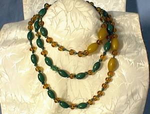 Old Amber Glass And Lucite/bakelite Beads.