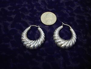 Sterling Silver Pierced Shrimp Style Earrings.
