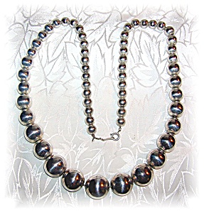 Necklace 24 Inch Graduated Silver Beads