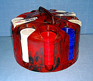 Lucite Poker Caddy With Chips And Cards . . . . . .