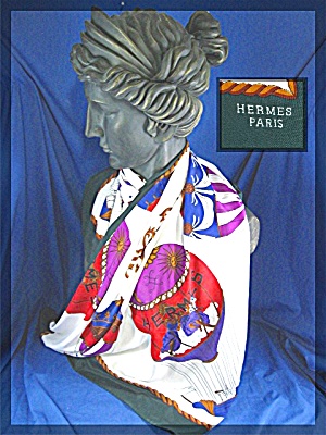Silk Scarf Hermes Style Paris 100%