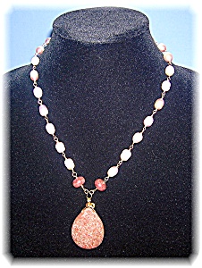 Designer Gold Wired Sunstone And Pearl Necklace