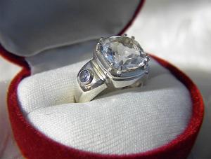 Huge Sparkling Sterling Silver & Cz Ring . . . . . . .