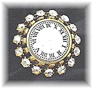 Blumenthal Borealis Crystal Goldtone Clock Brooch
