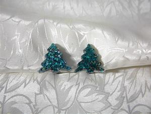 Sparky Green Plastic Lucite Christmas Treeclip Earrings