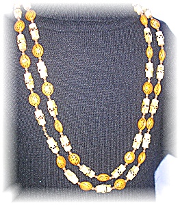 Orange Nuts & Gold Bamboo Necklace