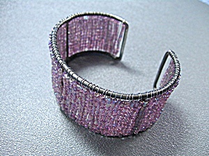 Silvedrtone Crystals Beaded Cuff Bracelet