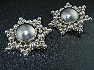 Taxco Mexico Sterling Silver Clip Earrings Ts-74