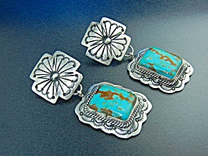 Marcella James Sterling Silver Kingman Turquoise Clips