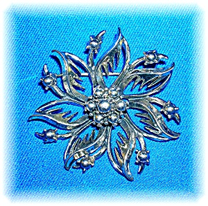Sterling Silver Vintage Flower Pin Brooch