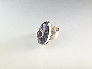 David Troutman Charoite Amethyst Sterling Silver Ring