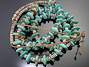 Native American Turquoise Nuggets And Heishi Necklace