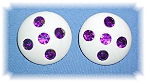 Purple Rhinestone, Lucite Clip Earrings.....