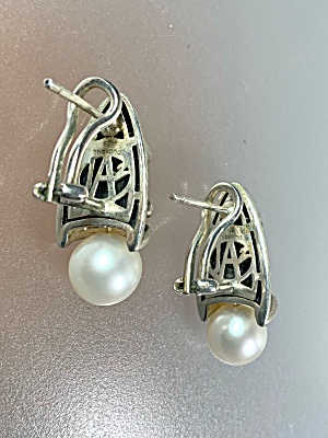 John Atencio Sterling Silver French Clip Pearl Earrings