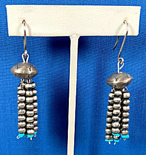 Jan Mariano Navajo Pearls Sterling Silver Turquoise Ear