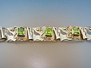 Bracelet Peridot Sterling Silver Push Clasp
