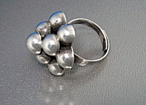 Taxco Mexico Silver Ball Ring Sterling Silver Adjustabl