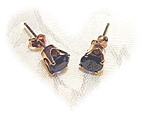 Earrings 14k Gold Sapphire Blue Stone Pierced