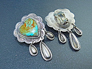 Kingman Turquoise Hearts Sterling Silver Clip Earrings