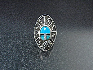 Calvin Begay Sterling Silver Turquoise Onyx Ring