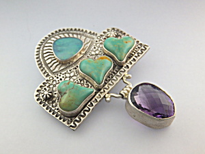David Troutman Sterling Silver Turquoise Opal Amethyst