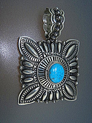 Darryl Becenti Rip Sterling Silver Turquoise Pendant