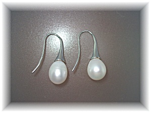 Earrings Sterling Silver 10mm Freshwater Pearl Loop Pie